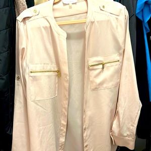 Light pink Calvin Klein blouse so beautiful in person w gold buttons